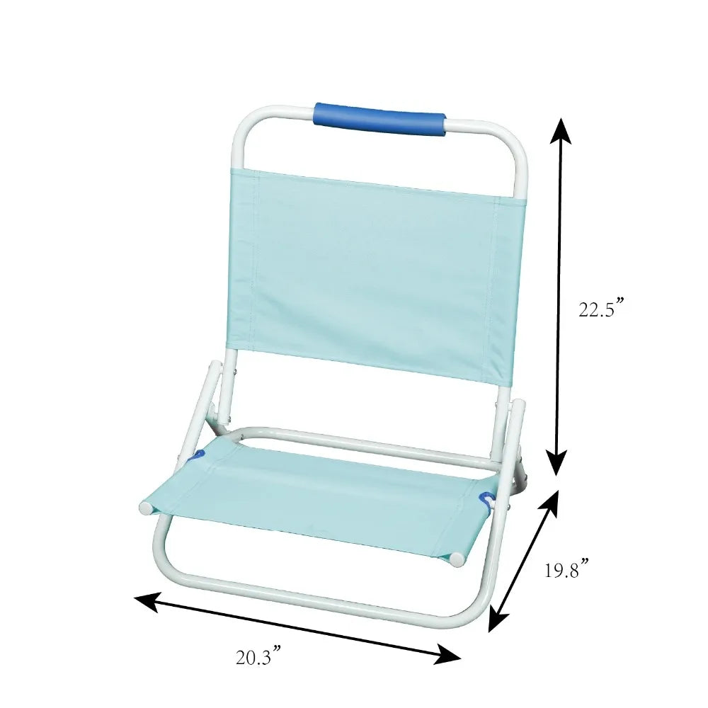 Beach Sand Chair, Teal, Durable Weather Resistant Fabric, Powder-coated steel frame for rust-resistance, Folds flat for storage