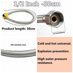 1 PC 1/2, 3/4 Inch 304 Stainless Steel Braided Hose Cold Hot Water Pipe Toilet Faucet Connection Pipe Garden Water Connection