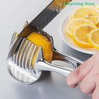 [CL]Kitchen Gadgets Handy Stainless Steel Onion Holder Potato Tomato Slicer Vegetable Fruit Cutter Safety Cooking Tools[CL]