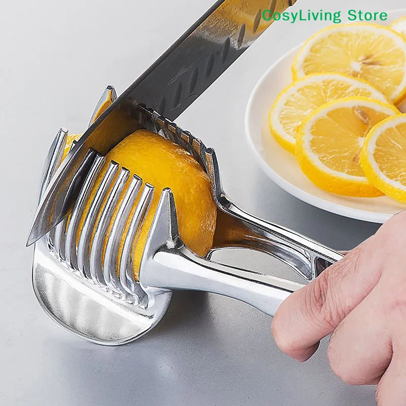 [CL]Kitchen Gadgets Handy Stainless Steel Onion Holder Potato Tomato Slicer Vegetable Fruit Cutter Safety Cooking Tools[CL]