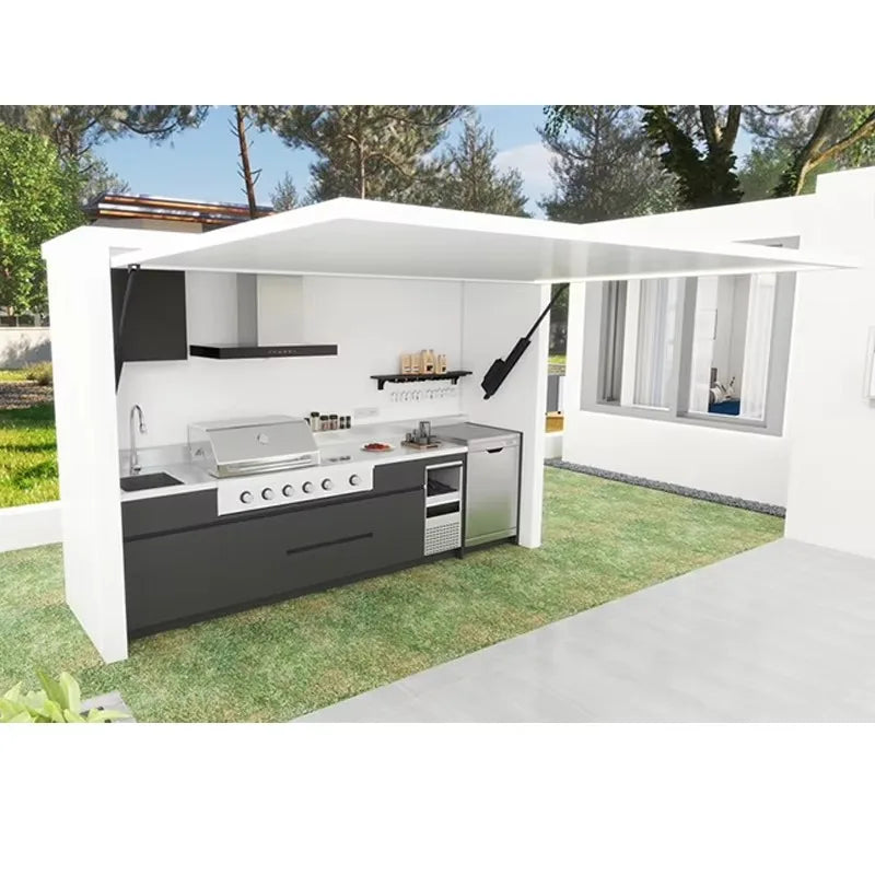 Modern Modular Outdoor Kitchen Bbq Grill Cabinet with Sink Hinge Drawer Slide Faucet for Garden Backyard Custom