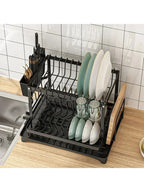 New Home Kitchen Dish Drain Rack Countertop Storage Rack with Cup Knife Holder Multifunctional Dishes Chopsticks Organizer