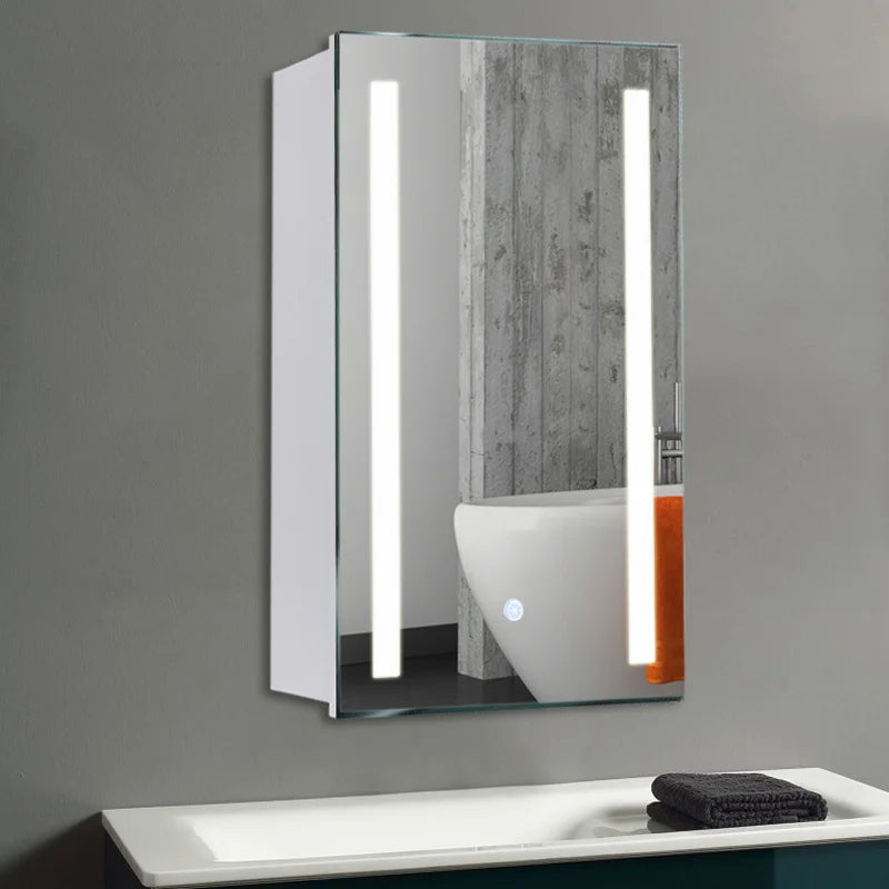 LED Illuminated Anti-fog Wall Mounted Mirror Cabinet Touch Switch with Shaver Socket,500x700MM