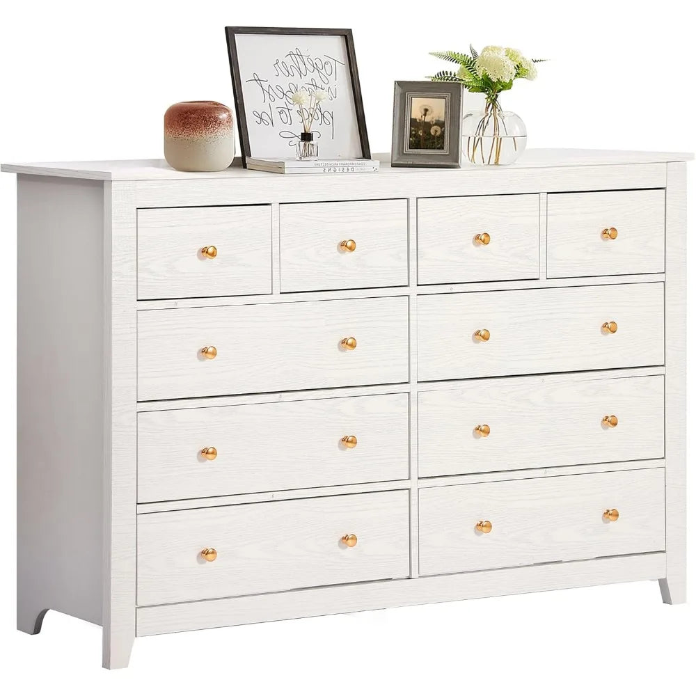 10 Drawer Dresser for Bedroom,Wood Chest of Drawers with Smooth Metal Rail,Large Dressers,Modern Bedroom Dressers with 10 Drawe