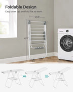 SONGMICS Clothes Drying Rack, with Sock Clips, Metal Laundry Rack, Foldable, Space-Saving, Free-Standing Airer