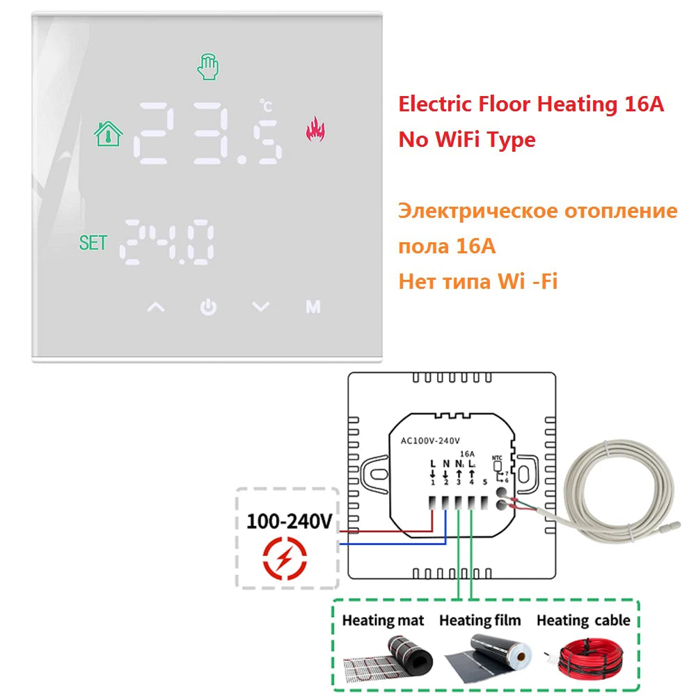Smart Temperature Remote Controller M3H Tuya WiFi Thermostat 3A 16A LCD Display Touch Screen for Water/Electric Floor/Gas Boiler