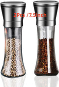 Salt and Pepper Grinder Set , Salt and Pepper Grinder Set, Stainless Steel and Glass Body Shakers, Adjustable Coarseness  2 Pack