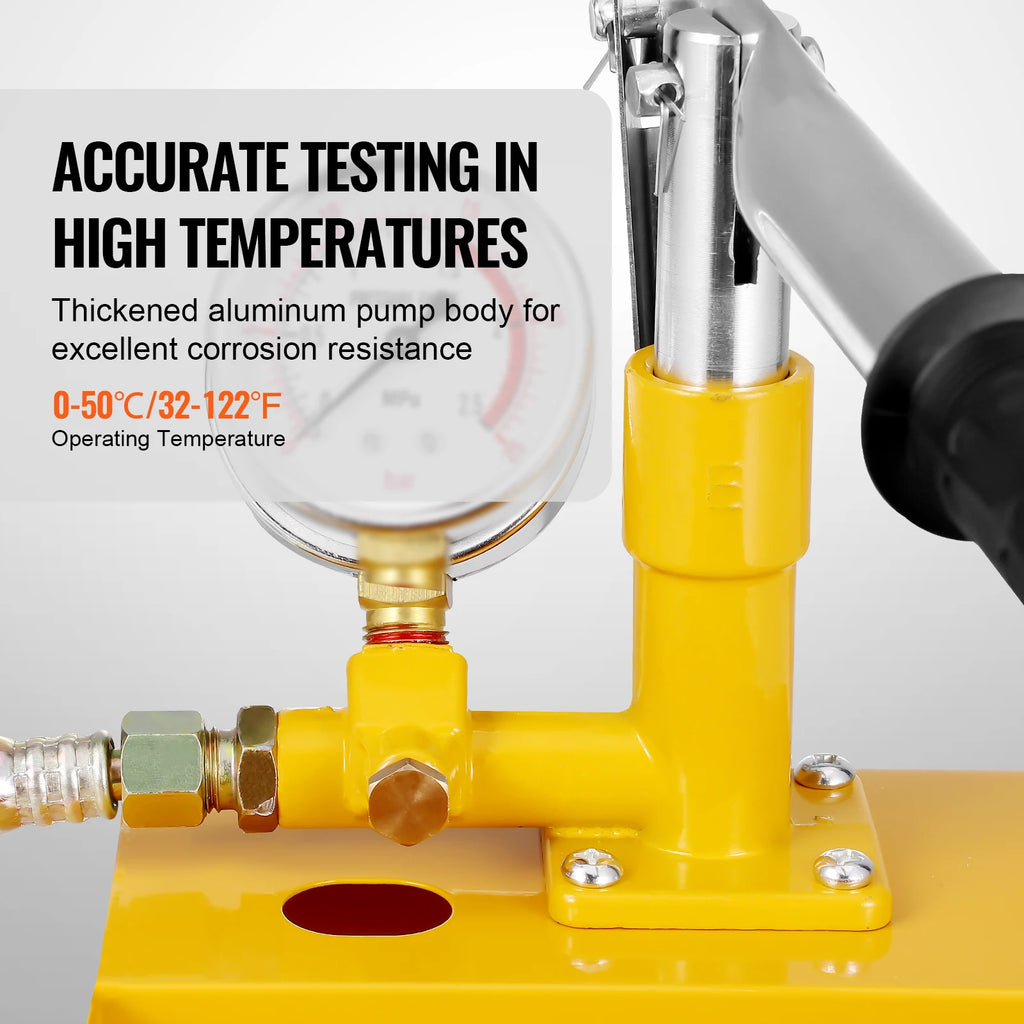 VEVOR Hydrostatic Test Pump Max 25bar Single/Dual Valve 1.4/2.8 Gal Tank Hydraulic Manual Water Pressure Tester Kit for Pipeline