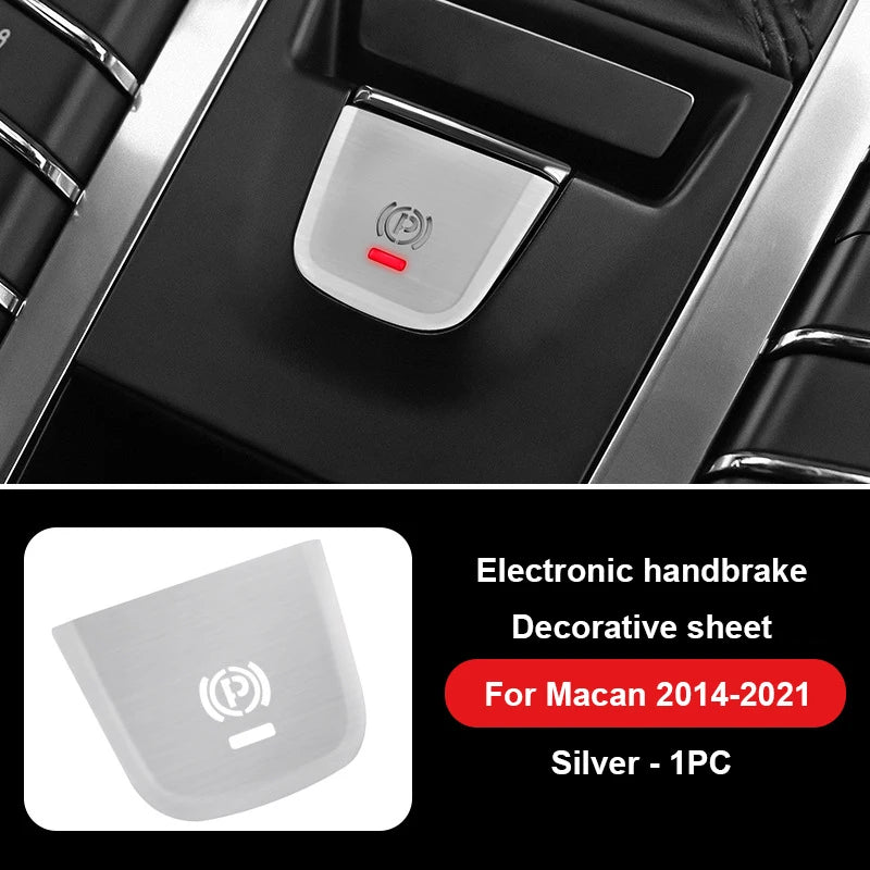 Car Handbrake Parking P Button Sequins Decoration Cover Trim For Porsche Cayenne Panamera 2017-2024 Macan 2014-2021 Accessories