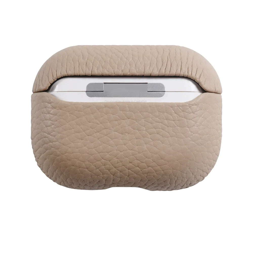 For AirPods Pro 3 Lychee Pattern Cowhide Leather Case for Airpods 4 3 2 1 Pro All-inclusive Earphone Protection Handmade Cover