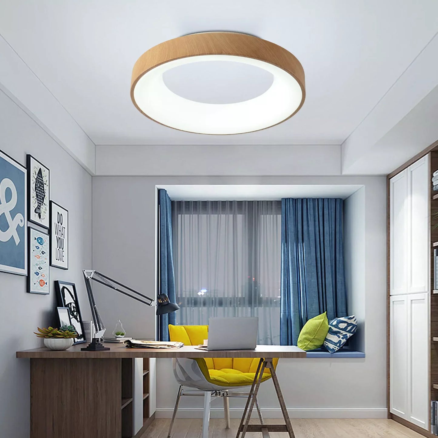 Semi Flush Mount Gold Brass Ceiling Light – 23" Chandelier Fixture | AlluCanFind