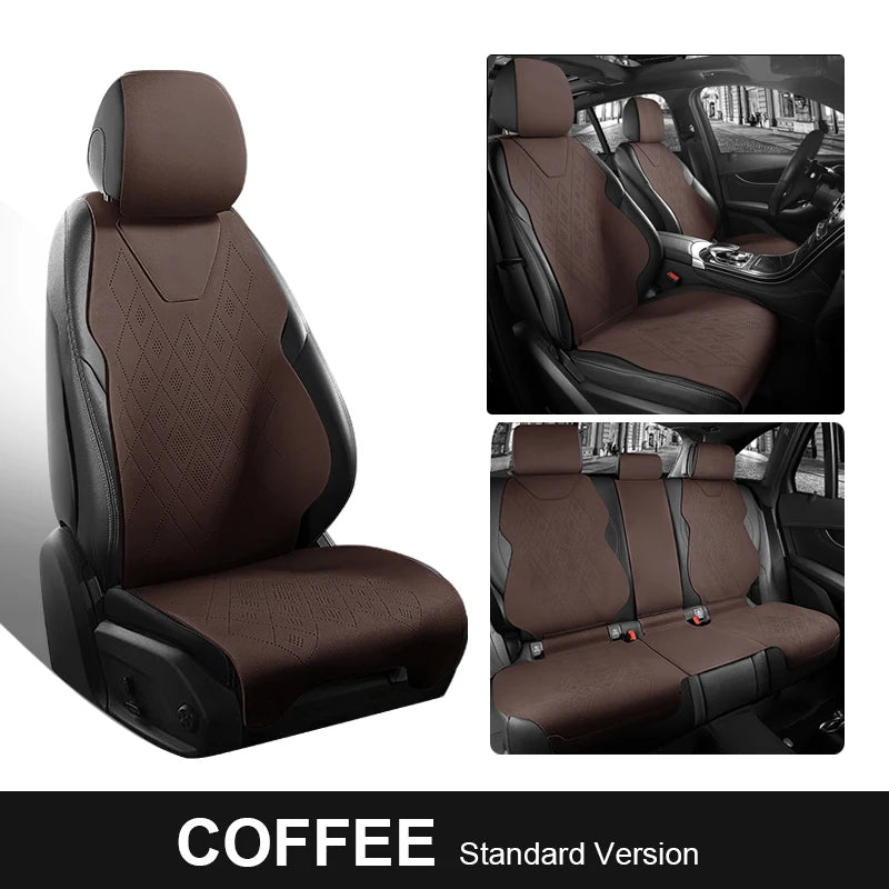 Universal Fit Car Accessories Suede Saddle Seat Cushion Pad Half Covered for 90% Sedan SUV Suede Universal Set Cover 5 Seats