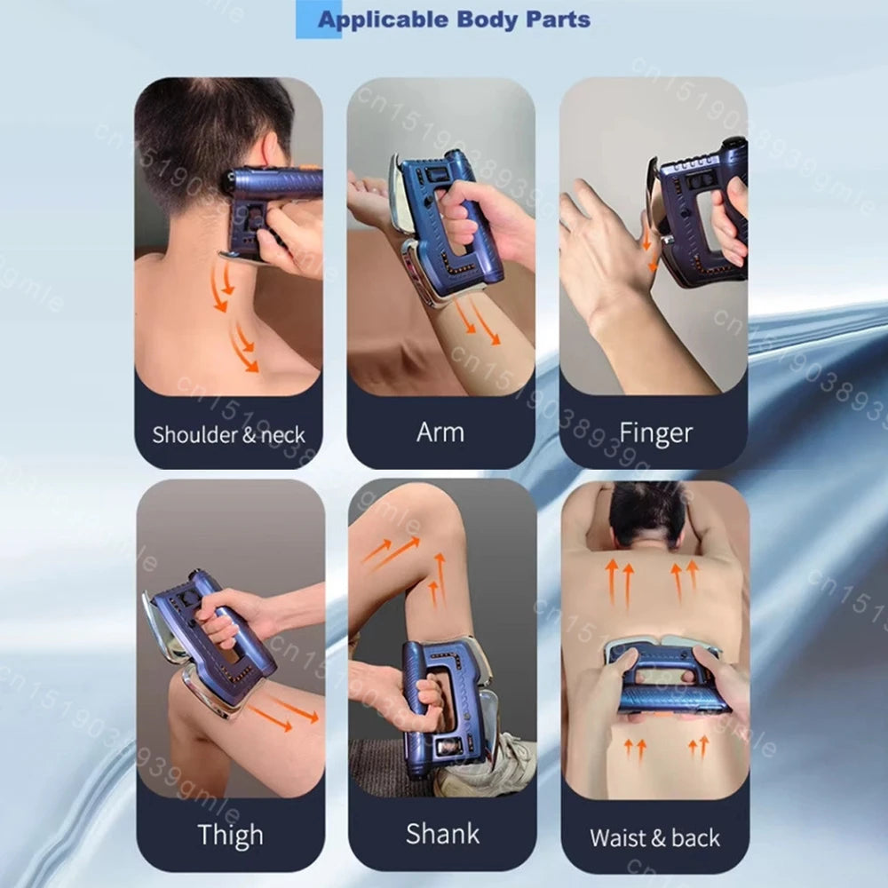 Electric Heating Guasha Scraping Fascia Massage Board Microcurrent Back Hot Compress Massager Gun Body Guasha Fascia Massage Gun