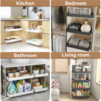 Pull Out Tray Organizer Kitchen Storage Rack Cabinet Expandable Under Sink Spice Boxes Silent Slide Drawer Style Bowl Dish Shelf