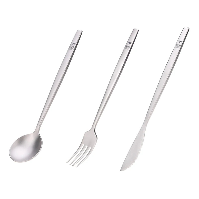 Keith Titanium Portable Spoon Fork Knife Steak Western Flatware Kitchen Christmas Party Supplies Dinnerware Travel Cutlery Set