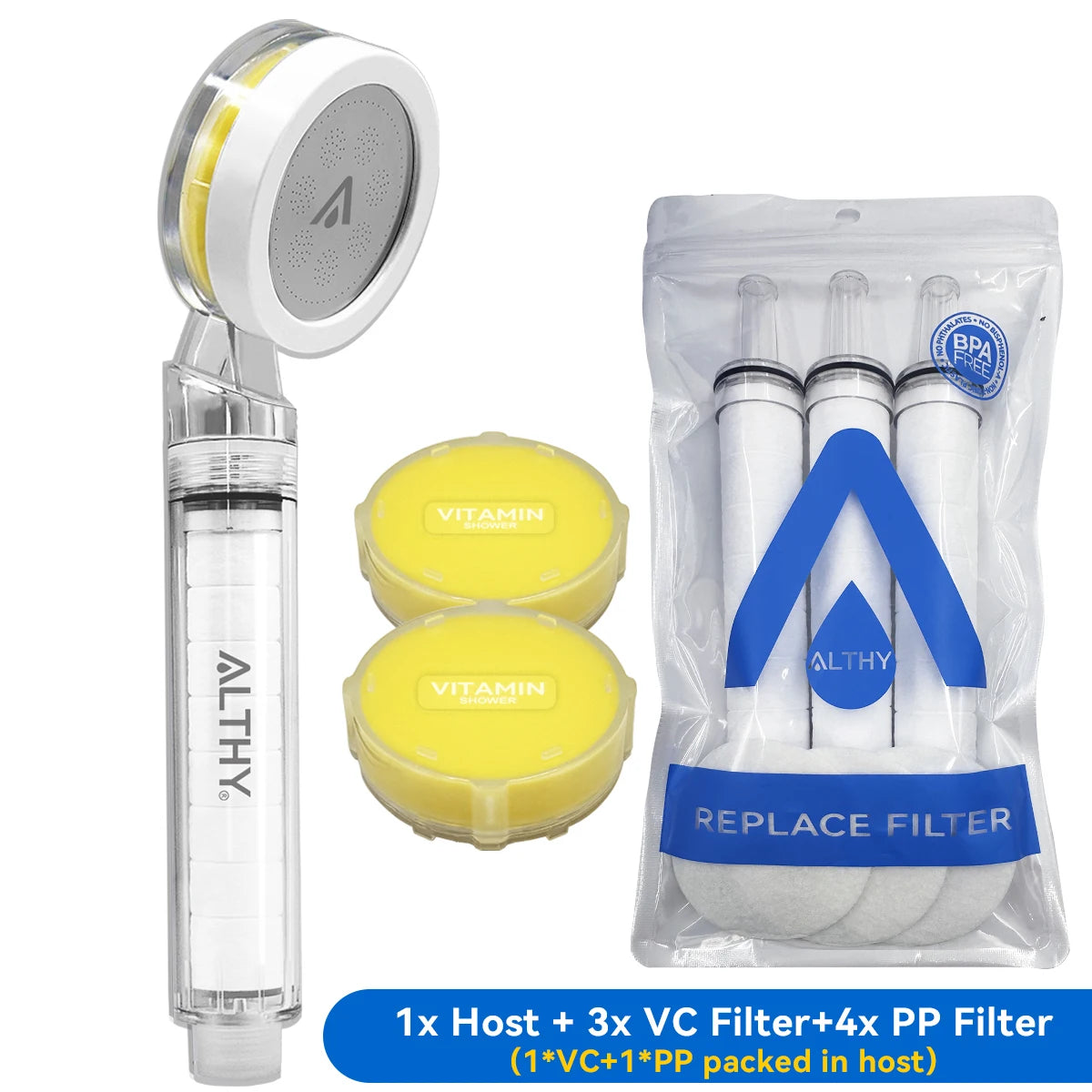 ALTHY Vitamin C Handheld Shower Head Filter,High Pressure SPA Softener Water,Whiten&Moisturizing Dry Itchy Skin,Reduce Hair Loss