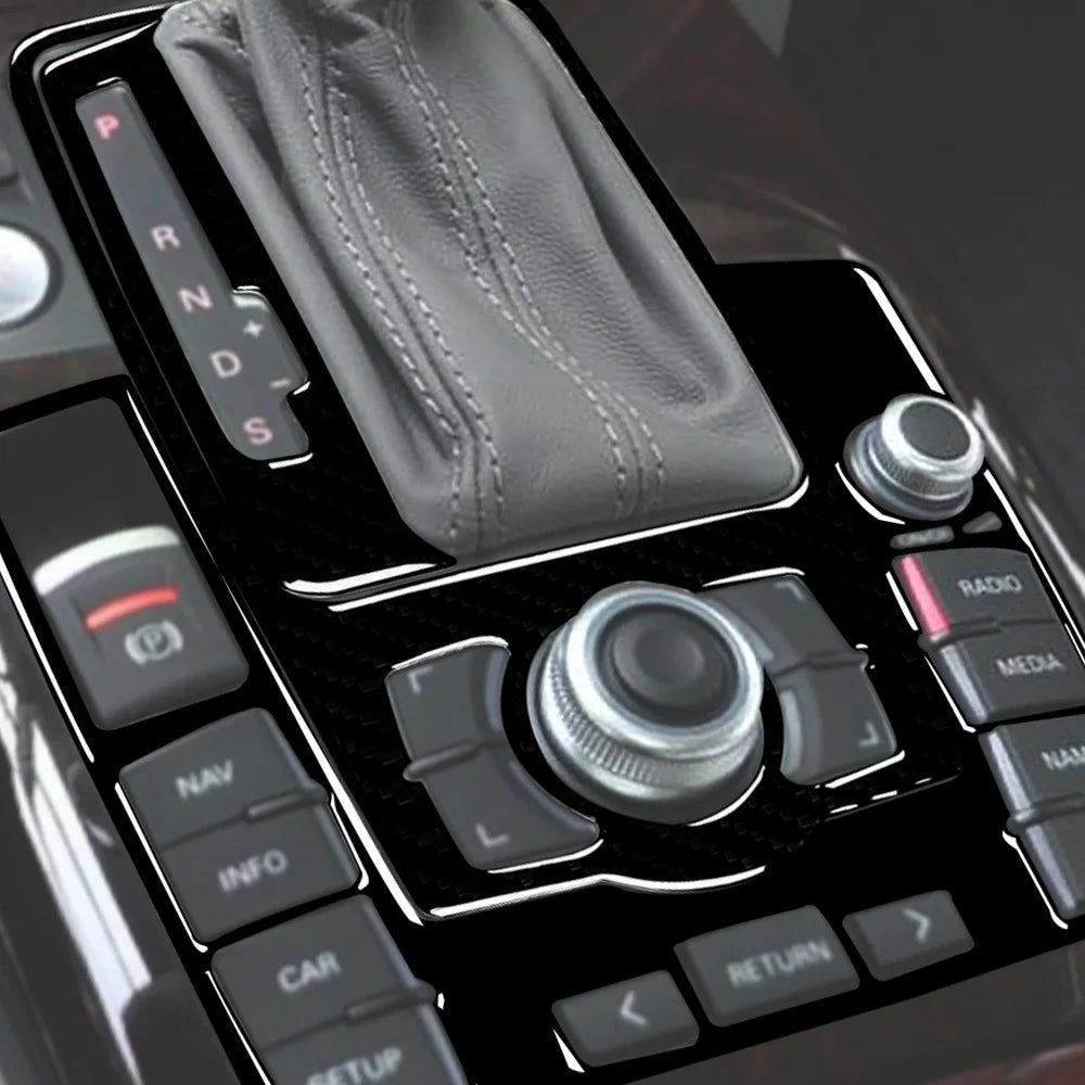 For Audi A6 S6 C6 2005-2011 Piano Black Centre Gear Shift transmission Panel Cover Car inside Trim Accessories Sticker