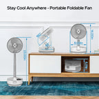 Portable Standing Oscillating Fan with Remote 20000mAh White Rechargea