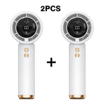2 Pack 100-Speed Handheld Fan - USB Rechargeable Turbo Cooling with LED Display, Portable Mini Fan for Indoor/Outdoor & Office