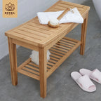 Bamboo Shower Bench Anti Slip Thickening Shower Stool with Storage Shelf Spa Bath Seat for Bathroom Organizer Hallway Bench
