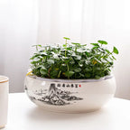Lotus Planter Ceramic Glazed Bowl-Water Garden Planter for Lotus Water Lily&Aquatic Plants Leak-Proof Indoor/Outdoor Decor