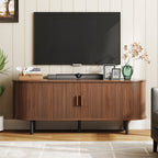 TV Stand Living Room Furniture with Power Outlet for TVs up to 60/70",TV Table with Sliding Doors Storage Adjustable Shelves