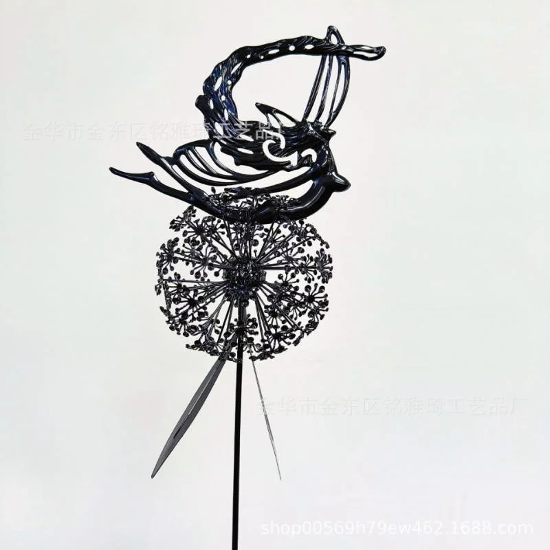 Garden Decorative Fairies and Dandelions Dance Together Metal Garden Yard Art Decor Lawn Landscape Sculpture Pixies Decoration