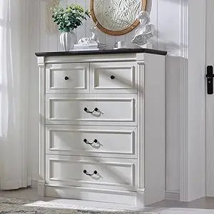 Farmhouse 7 Drawers Dresser for Bedroom, 57" Tall Large Dressers & Chests of Drawers w/Roman Column, Storage Dressers Organizer