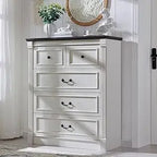 Farmhouse 7 Drawers Dresser for Bedroom, 57" Tall Large Dressers & Chests of Drawers w/Roman Column, Storage Dressers Organizer