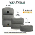 Inflatable Sleeping Foot Rest Pillow for Air Travel, PVC Adjustable 3-Layer Flight Footstool Cushion for Car Office