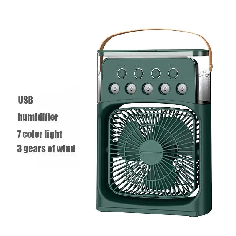 Mini 3 in 1 Air Conditioner Fan USB Desktop Cooler with Humidifier LED