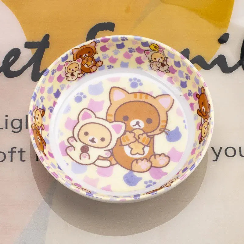 Rilakkuma Cute Tableware Bowl Spoons Forks Chopsticks Plate Fruit Snack Plate Food Bowl Cup Anti Drop Kitchen Tableware Gift