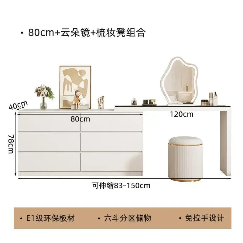 Luxury Dressing Table Drawer White Makeup Mirror Corner Desk Dresser Table Cabinet Organizers Storage Penteadeira Home Furniture