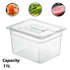 Container 11 Liter/12 Quart with Lid BPA Free Food Grade for Virtually All Immersion Circulators Sous Vide Cookers Accessories