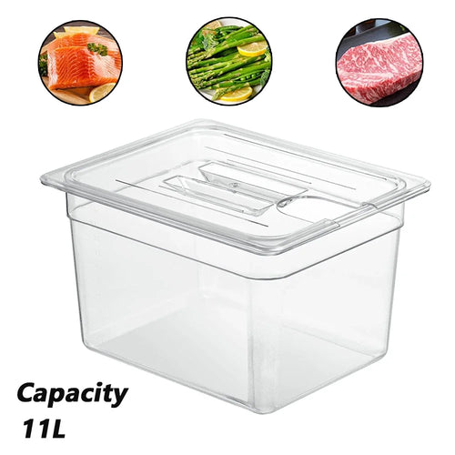 Container 11 Liter/12 Quart with Lid BPA Free Food Grade for Virtually All Immersion Circulators Sous Vide Cookers Accessories