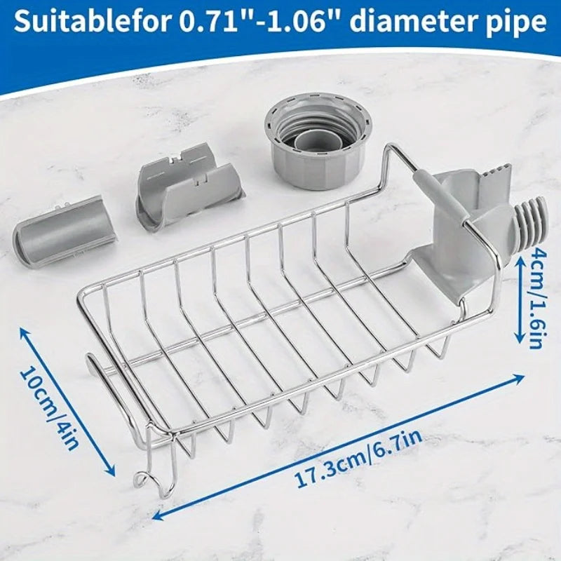 Kitchen Stainless Steel Sink Drain Rack Sponge Storage Faucet Holder Soap Drainer Towel Rack Shelf Organizer Kitchen Accessories