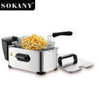 3.5L Household & Commercial Electric Fryer Frying, Fritters, Fried Chicken Slices Adjustable Temperature Easy To Clean