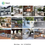 Customized Outdoor Kitchen Cabinet Gas Grill Stainless Steel BBQ With Mini Glass Fridge And LED Lighting