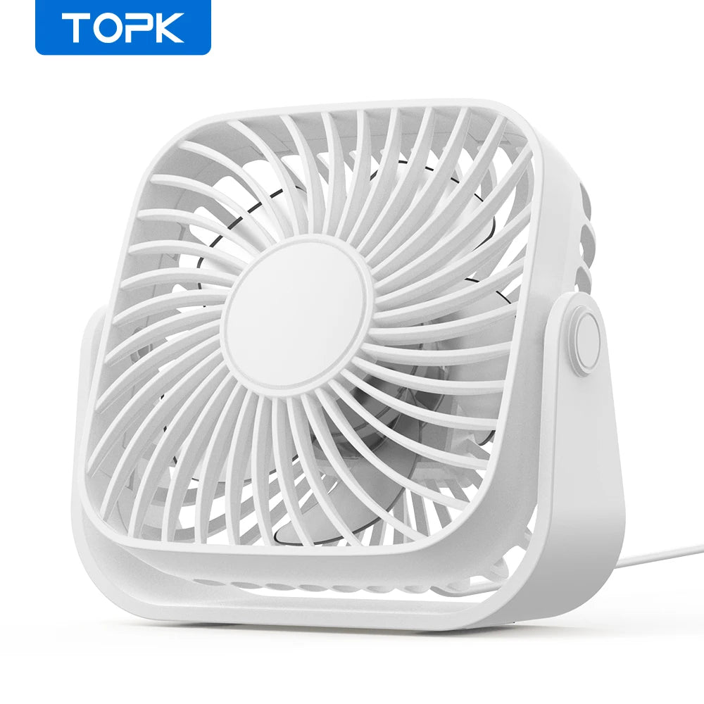 TOPK 4Inch USB Mini Desk Fan,3 Speeds Quiet Portable Desktop Table Fan