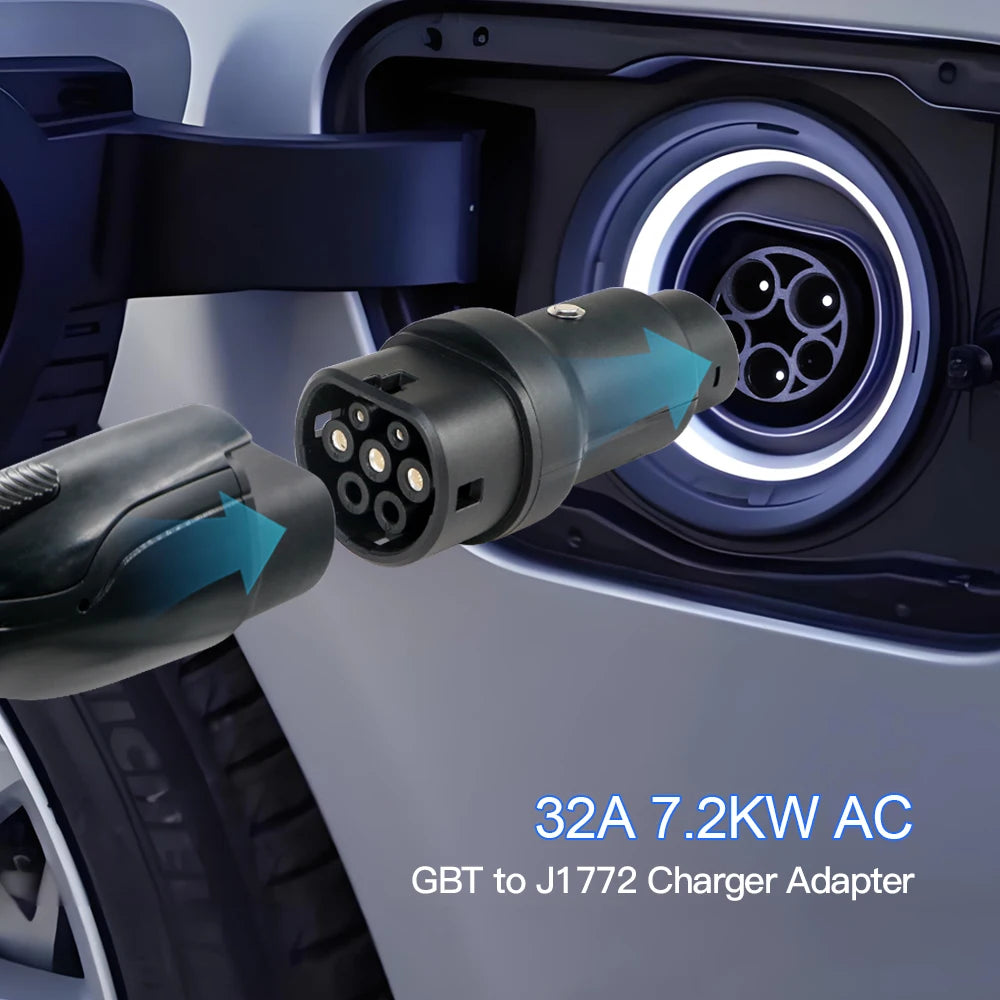 Kolanky GBT To Type1 Adapter 32A 7.2kw GB/T Female Plug with Type 1 Female Converter J1772 Electric Car For Ford Chevrolet Tesla