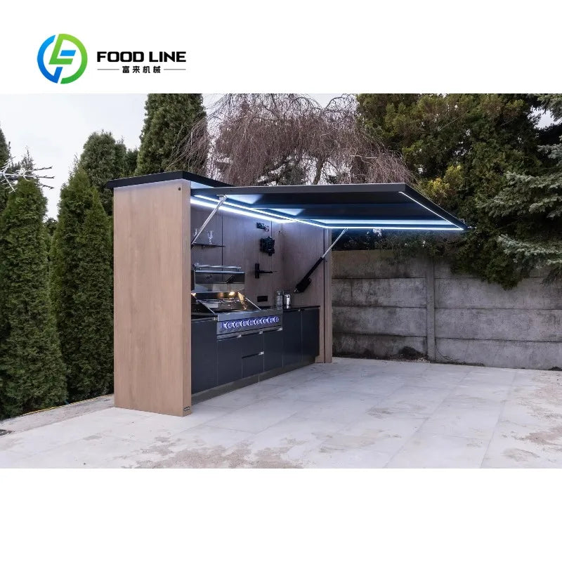 Customized Chic Compact Outdoor Kitchen Balcony Grilling Customizable Small Space Apartment Bbq With Storage Shelves