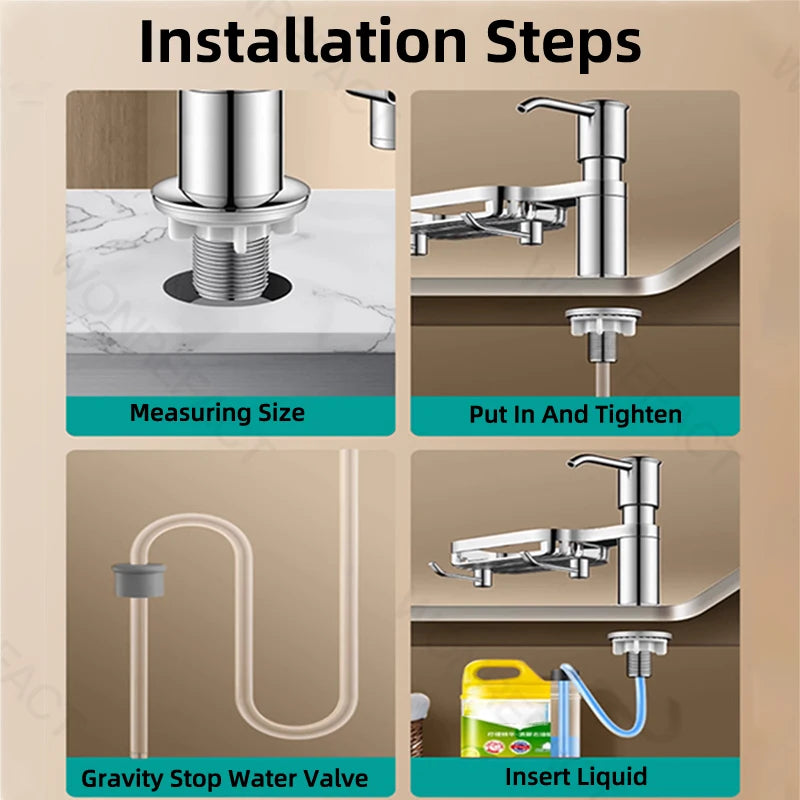 Kitchen Sink Soap Dispenser Sink Soap Dispenser With Tray Hook Extension Tube Detergent Countertop Dishwashing Liquid Soap Dispe