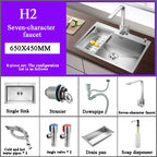 Stainless Steel Kitchen Sink Farm House Above Counter Undermounter Single Bowel Wash Basin with Faucet Drain Kitchen Accessories