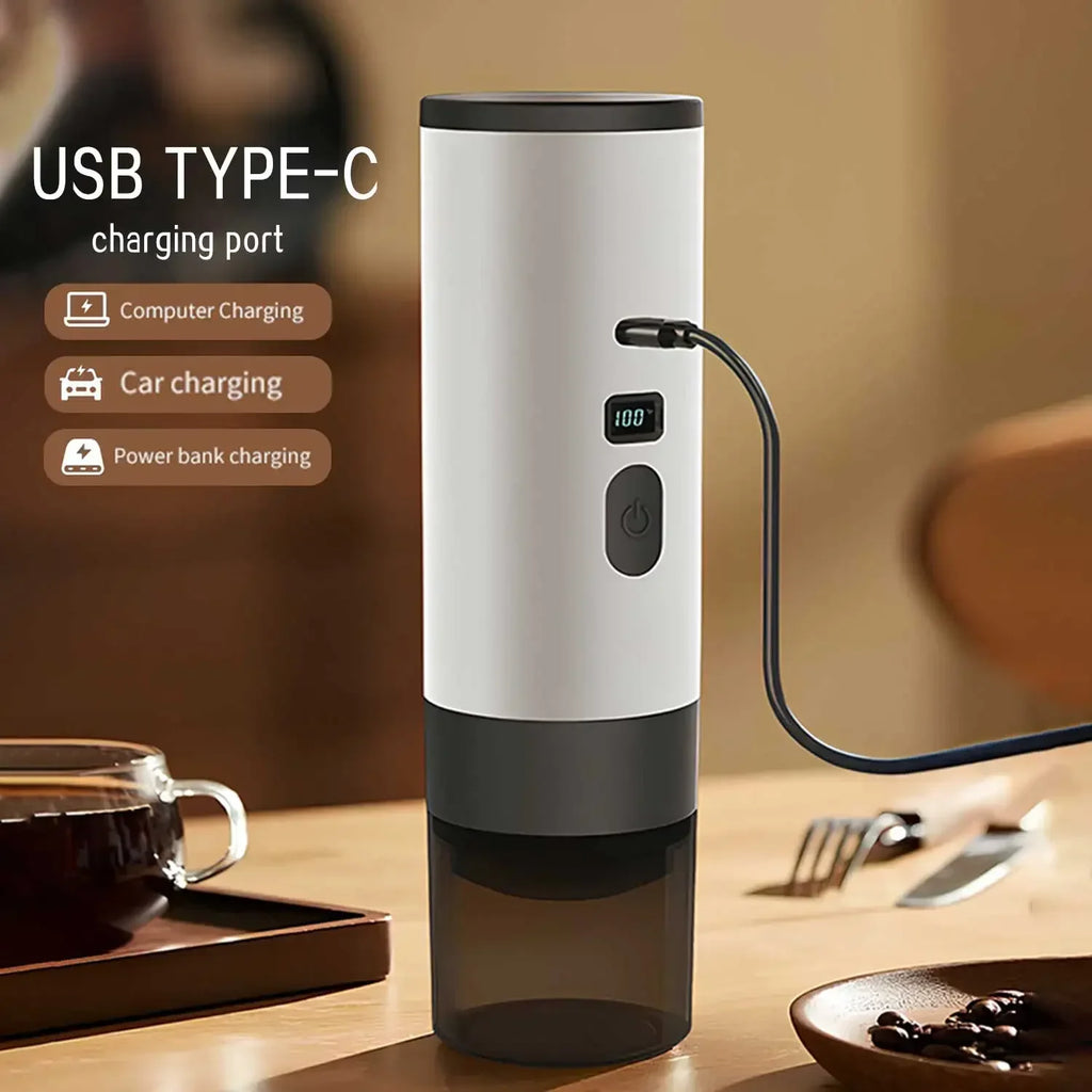 3-in-1 Portable Electric Coffee MakerCapsule Coffee Grinder Travel Coffee Maker with Cordless Heating for Car and Home Camping