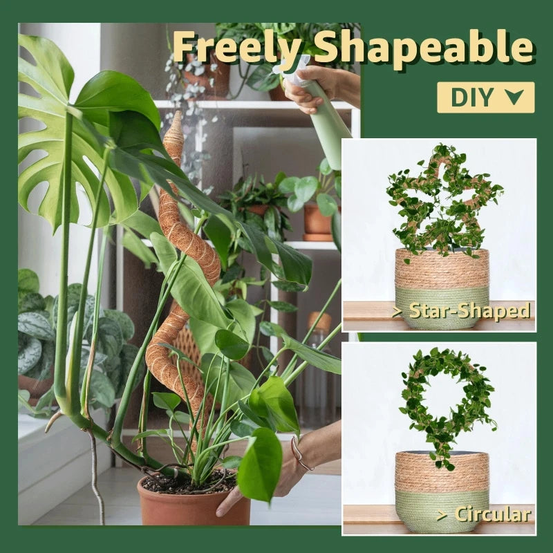 80cm Bendable Coco Coir Moss Pole Plant Cage Climbing Pole Plant Support Extension for Monstera Plant To Grow Upward Garden