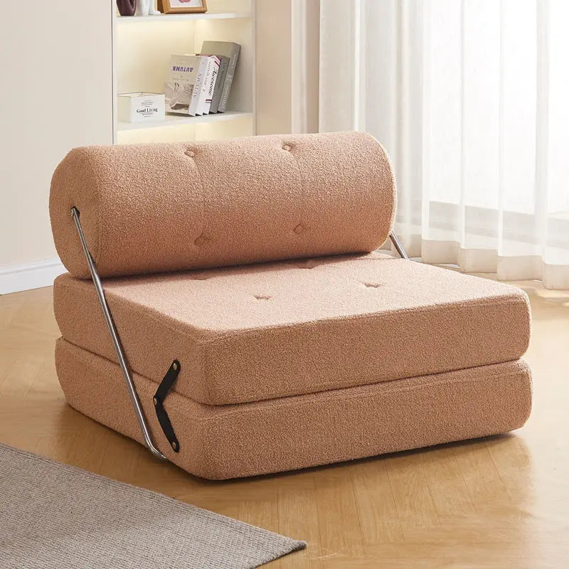 Wuli House Lazy Sofa Small Unit Single Sofa Living Room Tofu Block Cream Wind Folding Three Purpose Sofa Bed Home 2024 New Sales