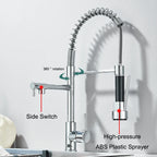 Wanmivezlo Pull Down Kitchen Sink Faucet Hot Cold Water Mixer Crane Tap with Dual Spout 360 Rotation High Faucet Deck Mounted