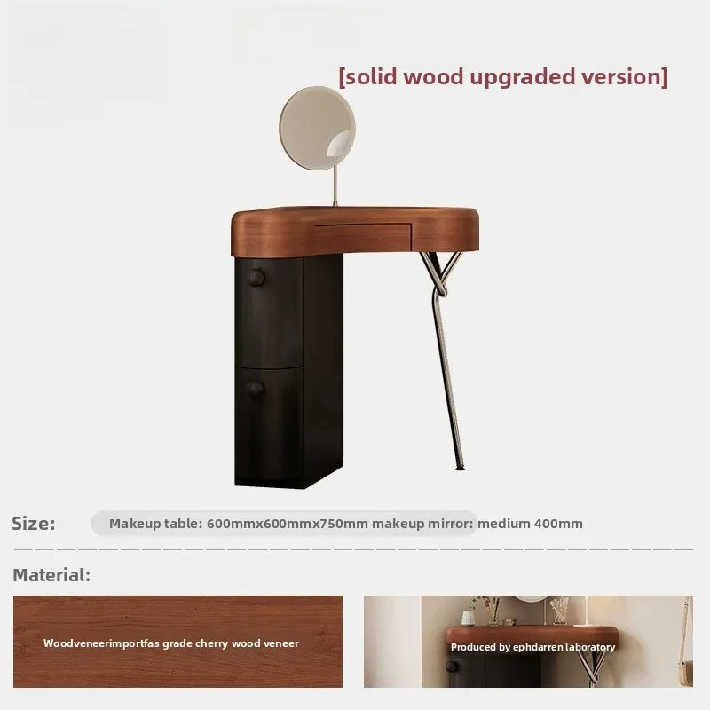 Portable Wood Vanity Tables Black Stool Small Chair Drawers Makeup Dressers Bedroom Girl Mirror Corner Coiffeuse Furniture Home
