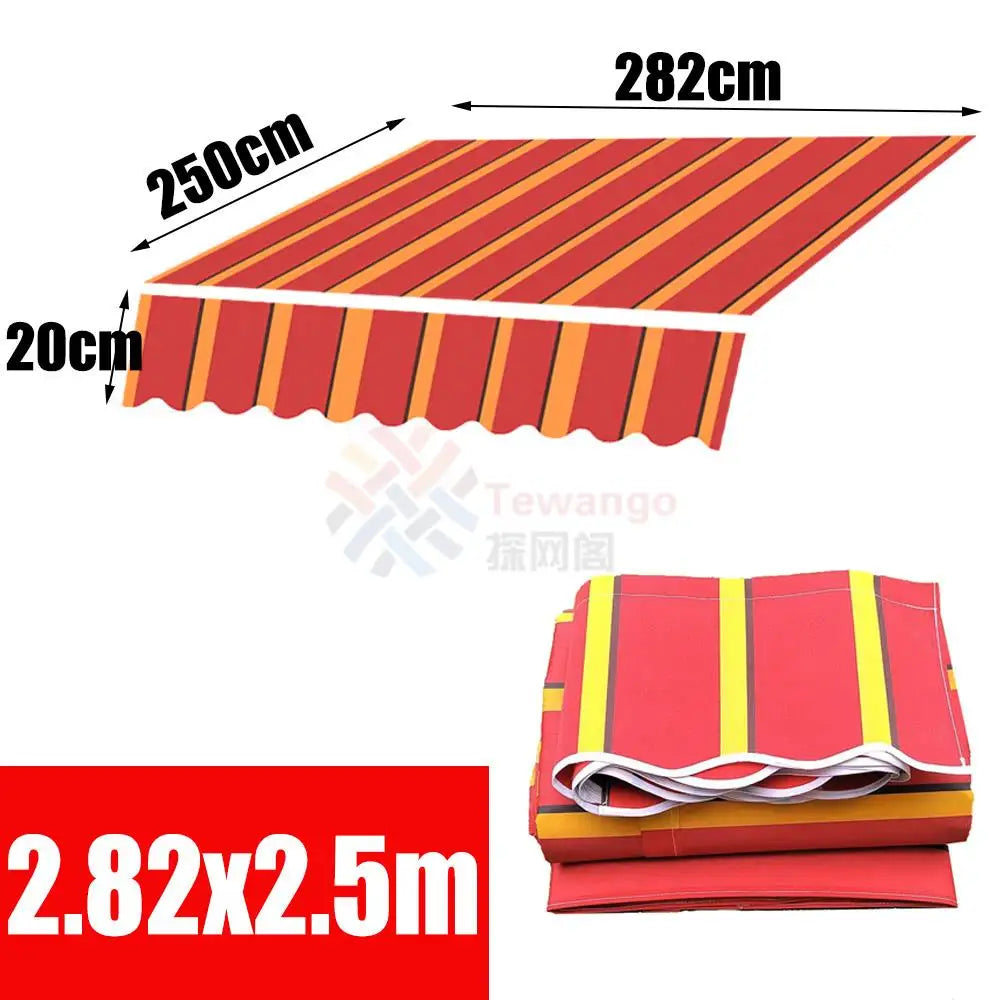 Retractable Patio Awning Replacement Fabric Cloth, Durable Exterior Sunshade, Canopy Cloth, Red and Orange Strips, RV Blind, 10