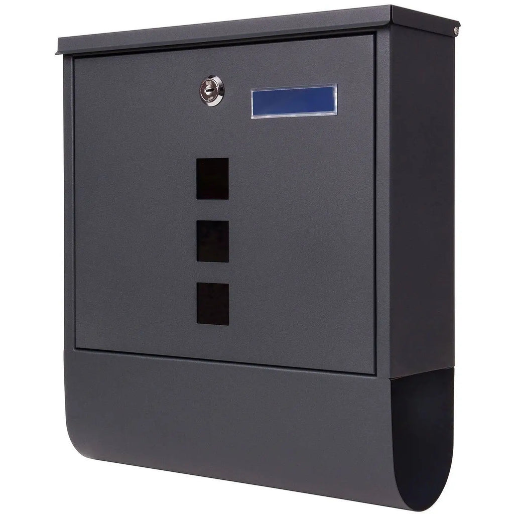 Mail box for newspapers Post Office anthracite newspaper AMSTERDAM address window and viewfinder galvanized steel key
